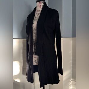 White House Black Market Black Ribbed-Trim Cardigan